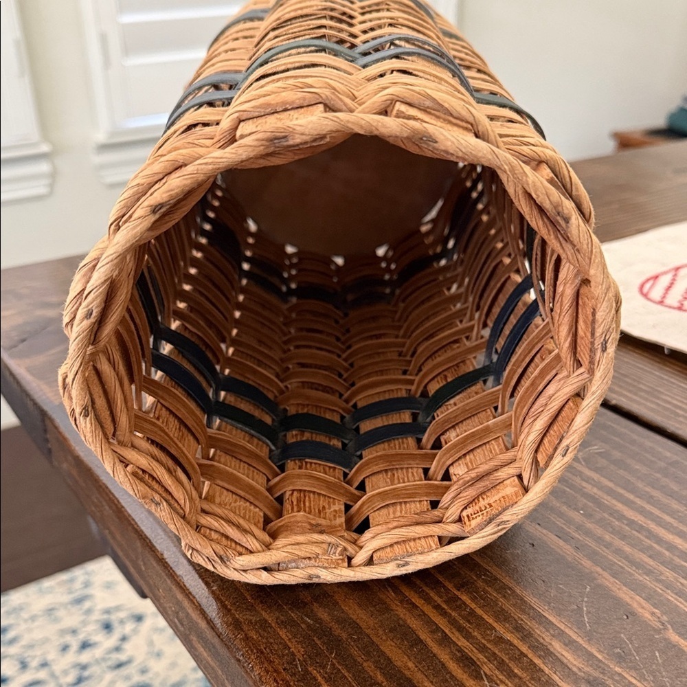 Longaberger Inspired Umbrella Basket with Brown and Green/Blue Weave - Picture 4 of 8